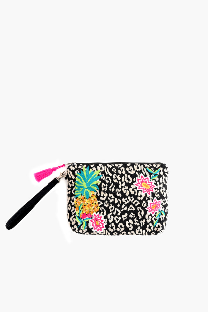 Charcoal Elegance Embroidered Clutch