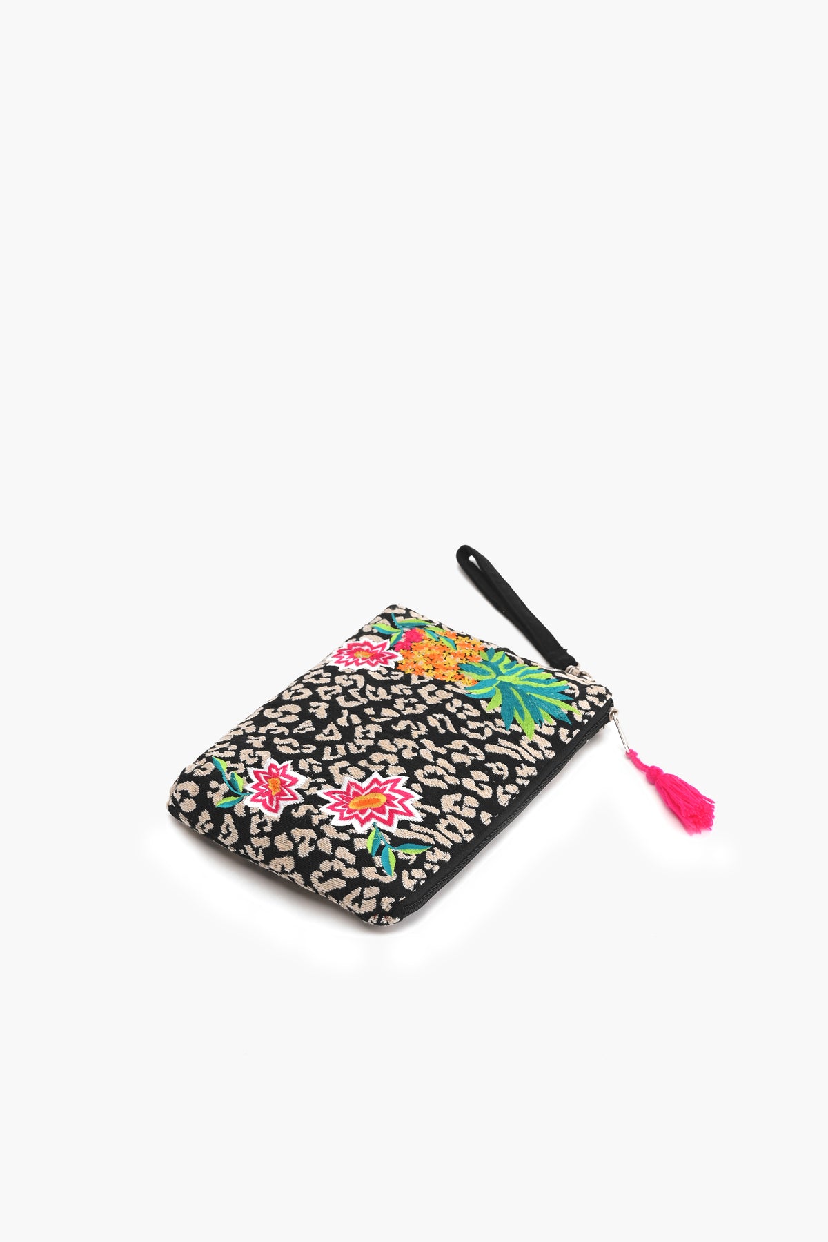 Charcoal Elegance Embroidered Clutch