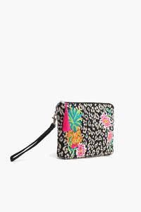 Charcoal Elegance Embroidered Clutch