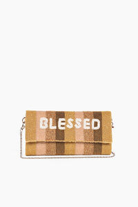 Blessed Embellished Mustard Clutch