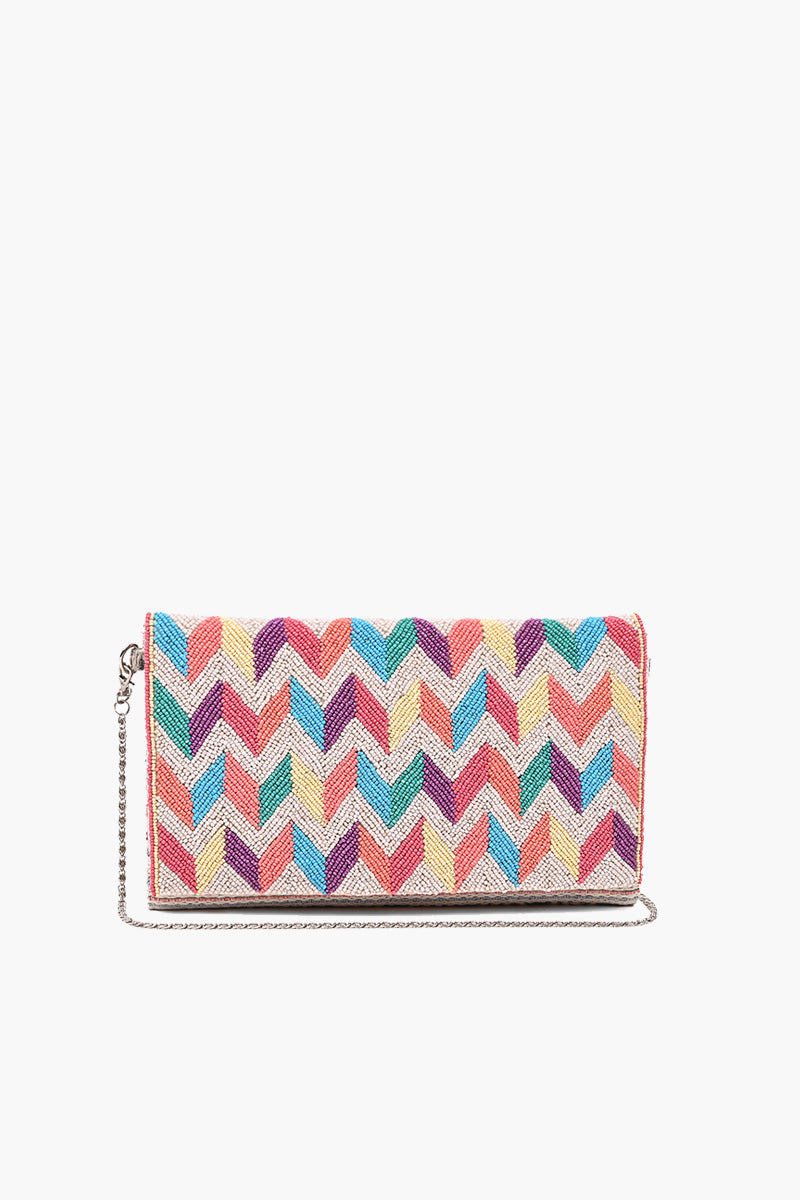 Chevron Charm Hand Beaded Clutch