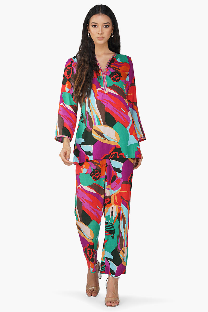 Multi Abstract Printed Co-ord Set