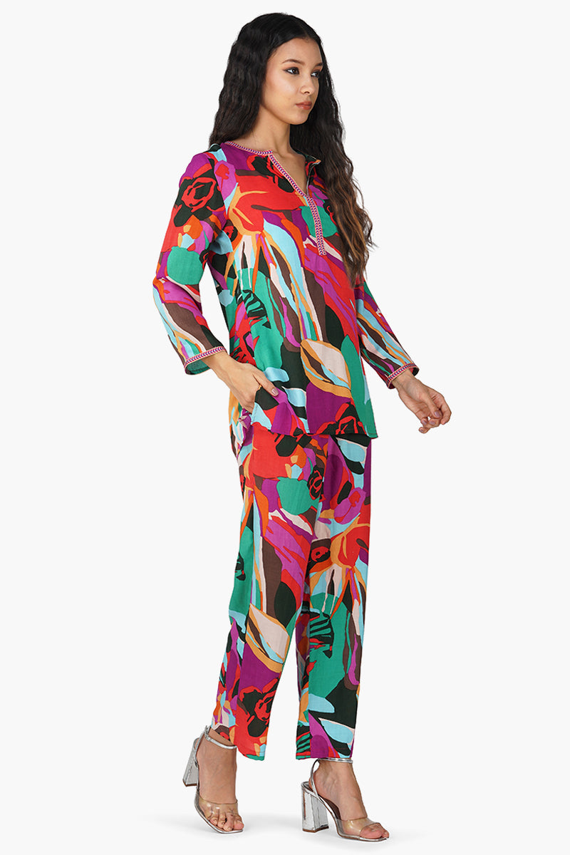 Multi Abstract Printed Co-ord Set