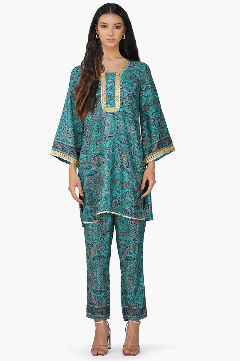 Teal Paisley Co-ord Set