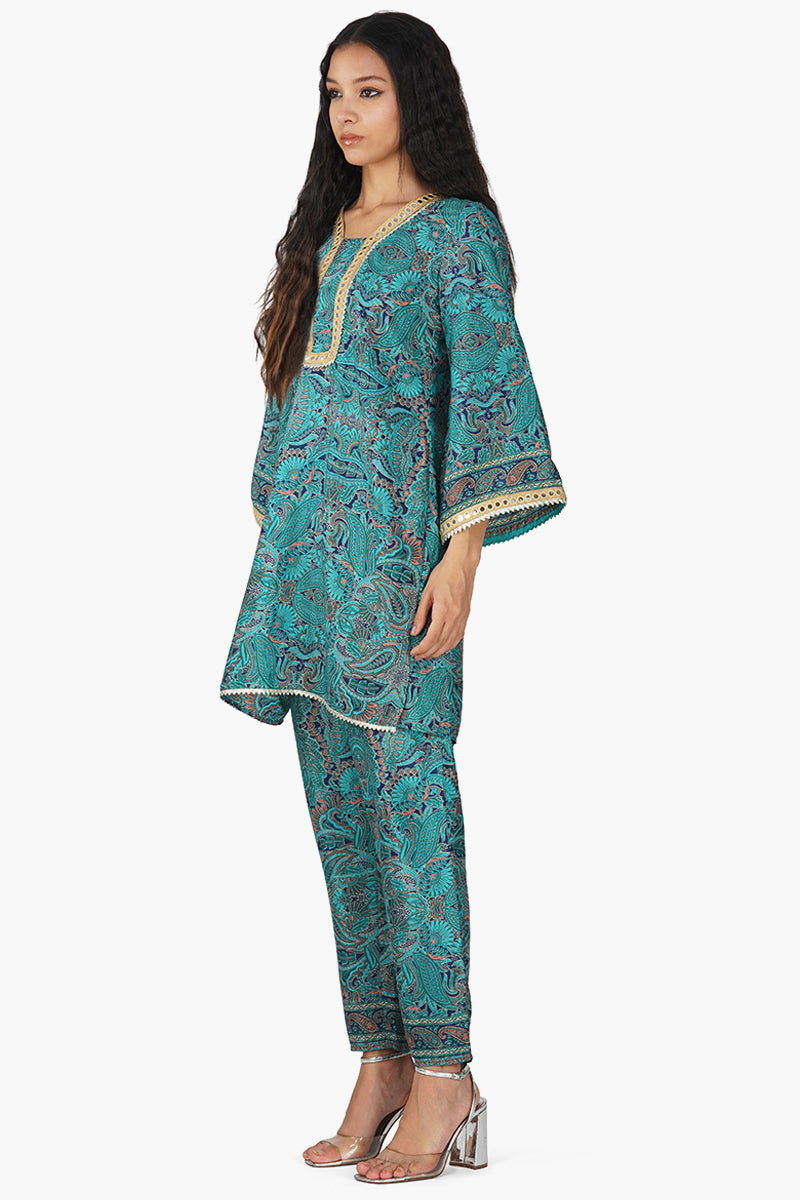 Teal Paisley Co-ord Set