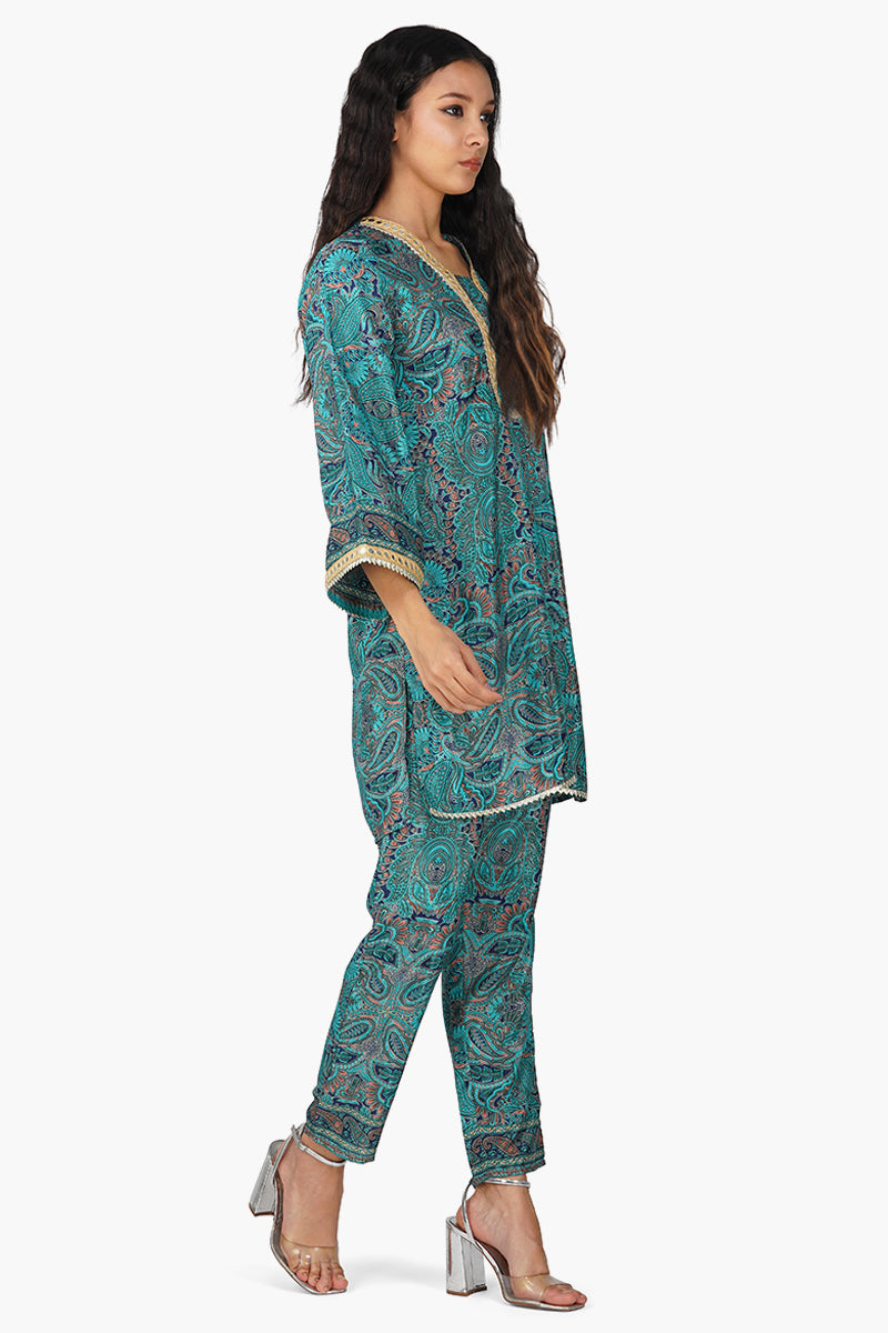 Teal Paisley Co-ord Set