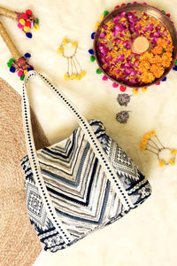 Bohemian Embellished Tote Bag - Black