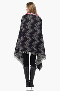 Chevron Fringed Cape with Embroidery