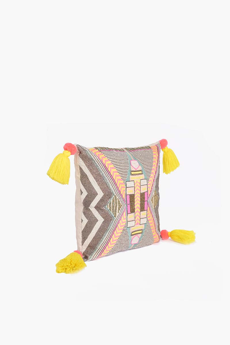 Geometric Embroidered Cushion Cover