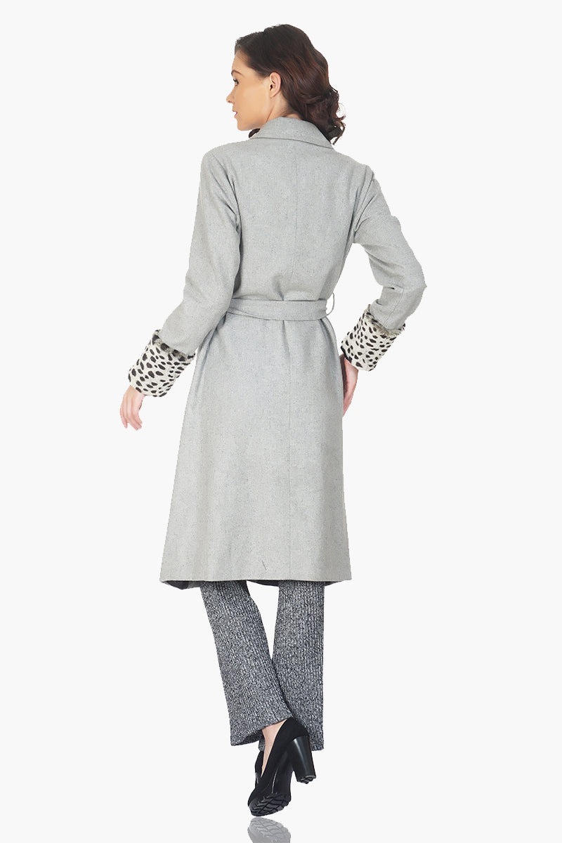 Grey Leopard Luxe Overcoat