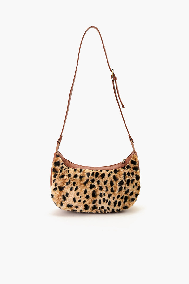 Leopard Print Shoulder Bag - Brown