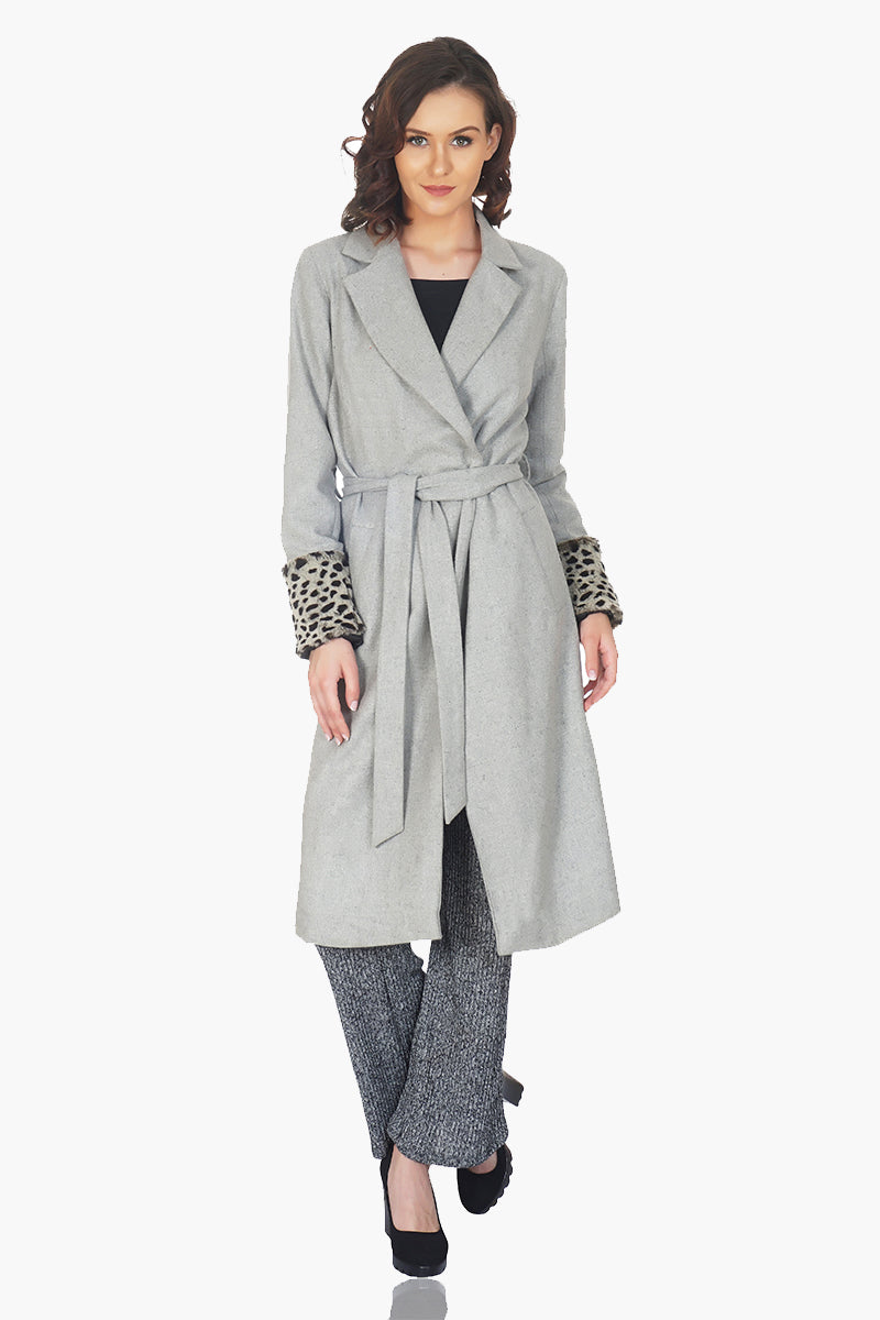 Grey Leopard Luxe Overcoat