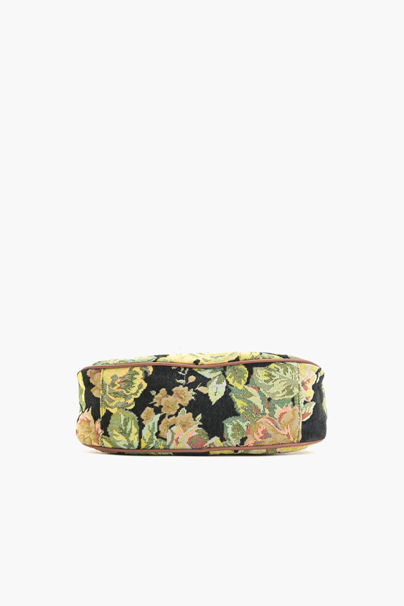 Floral Tapestry Shoulder Bag - Black