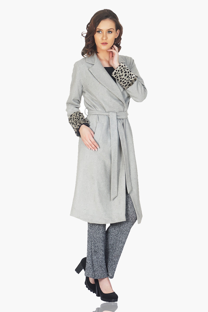 Grey Leopard Luxe Overcoat