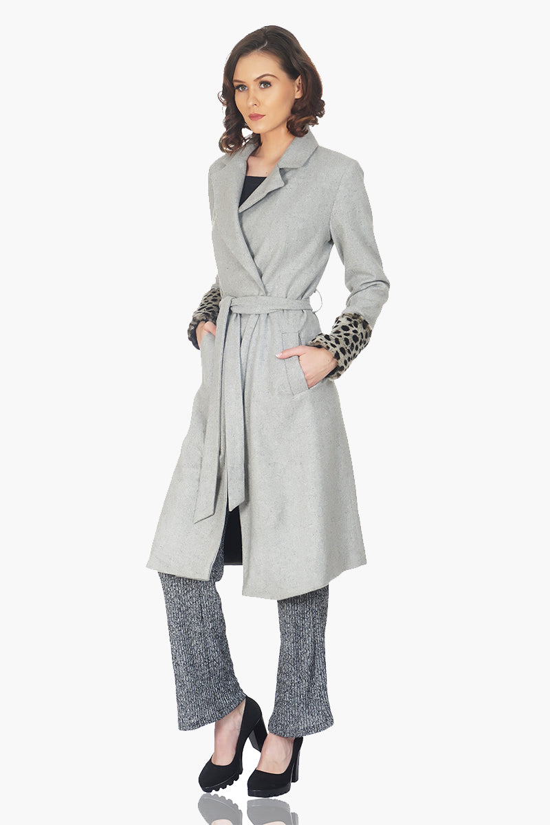 Grey Leopard Luxe Overcoat