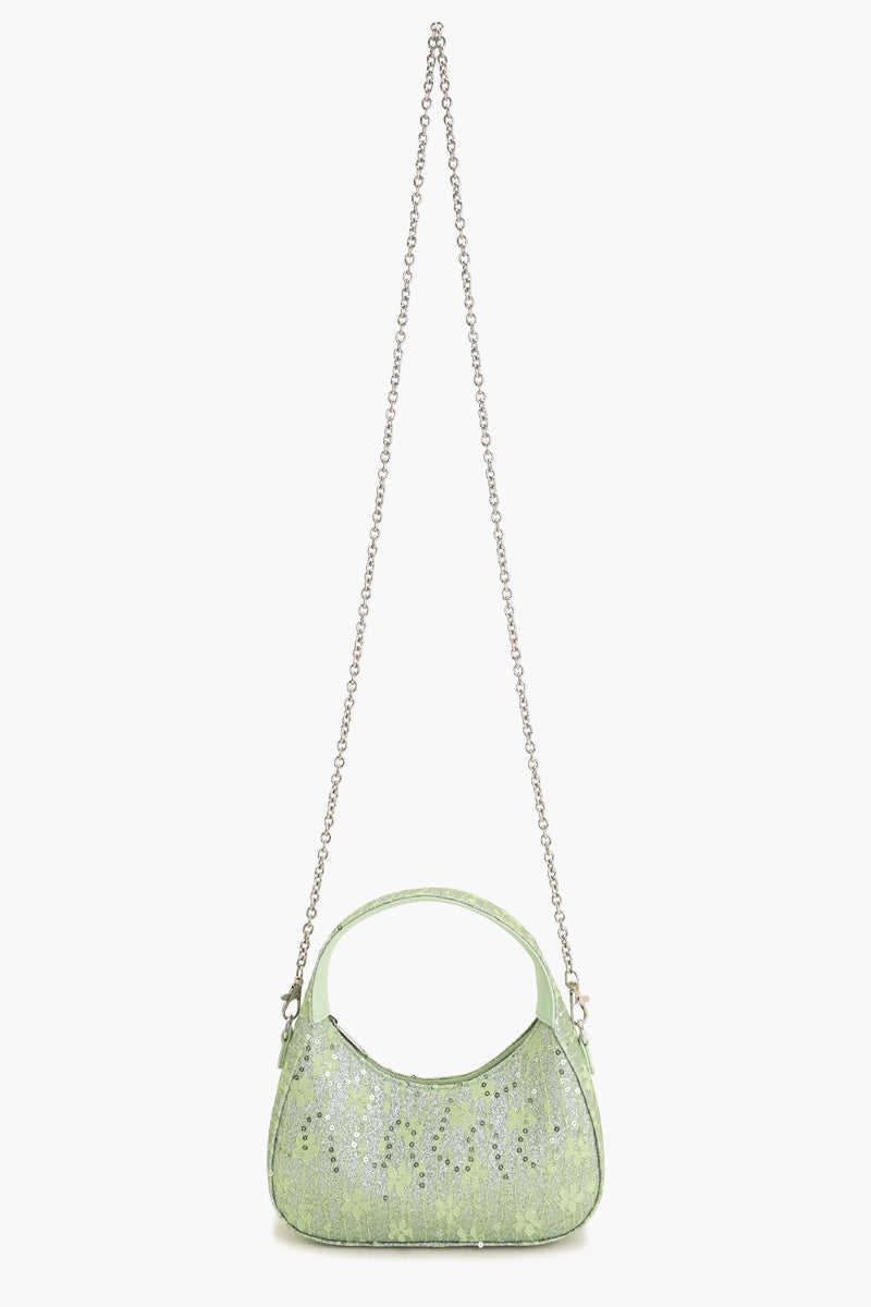 Moonlit Lace Handbag - Green