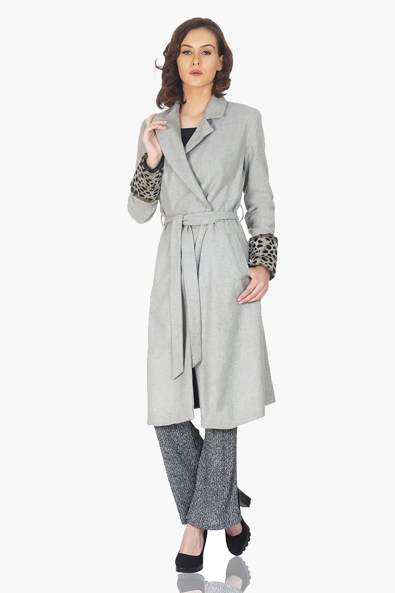 Grey Leopard Luxe Overcoat