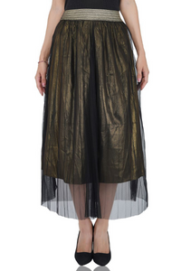 Golden Haze Pleated Net Skirt