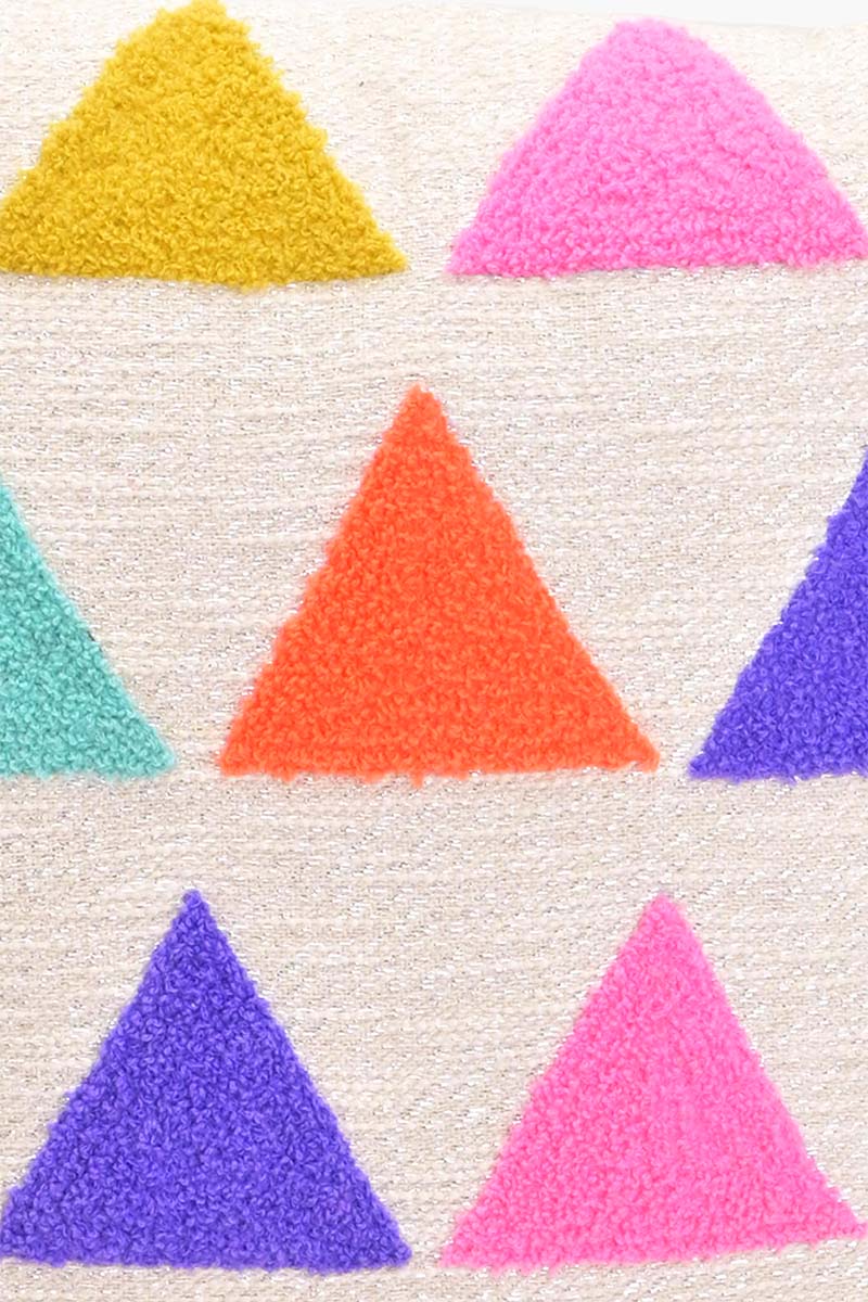 Vibrant Triangle Embroidered Cushion Cover