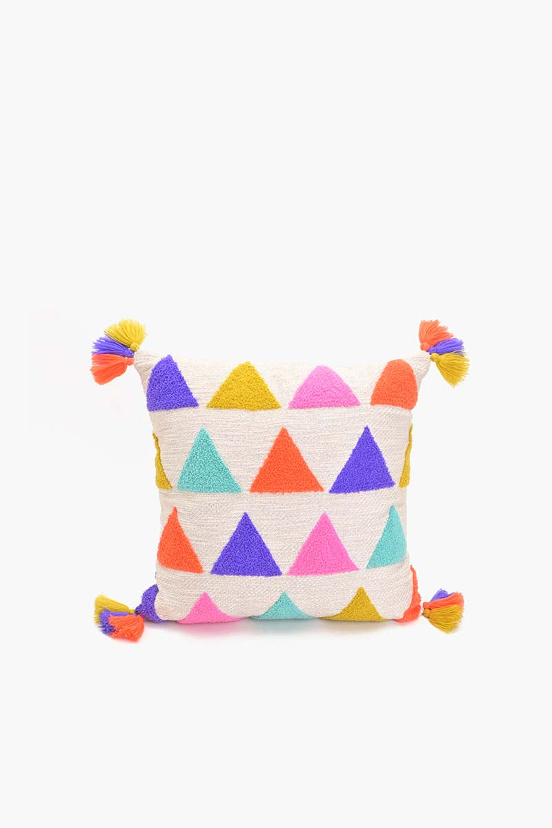 Vibrant Triangle Embroidered Cushion Cover