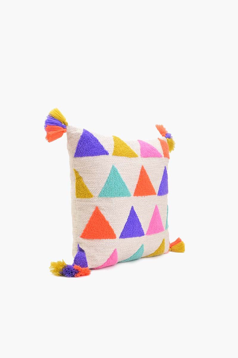 Vibrant Triangle Embroidered Cushion Cover