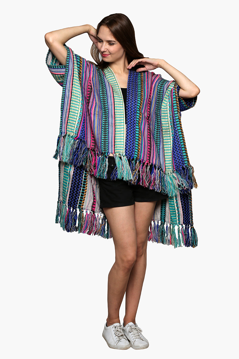 Geometric Fringed Asymmetrical Kaftan