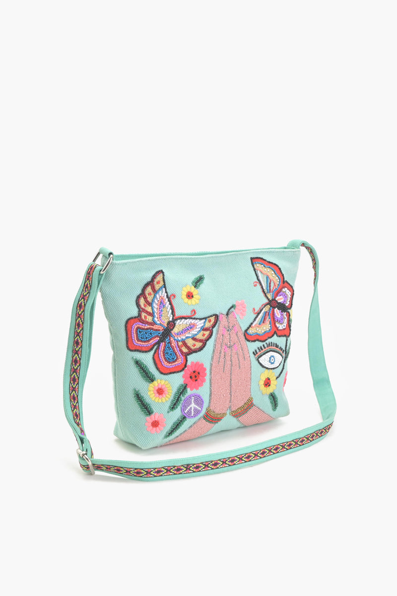 Turquoise Bliss Embellished Messenger Bag