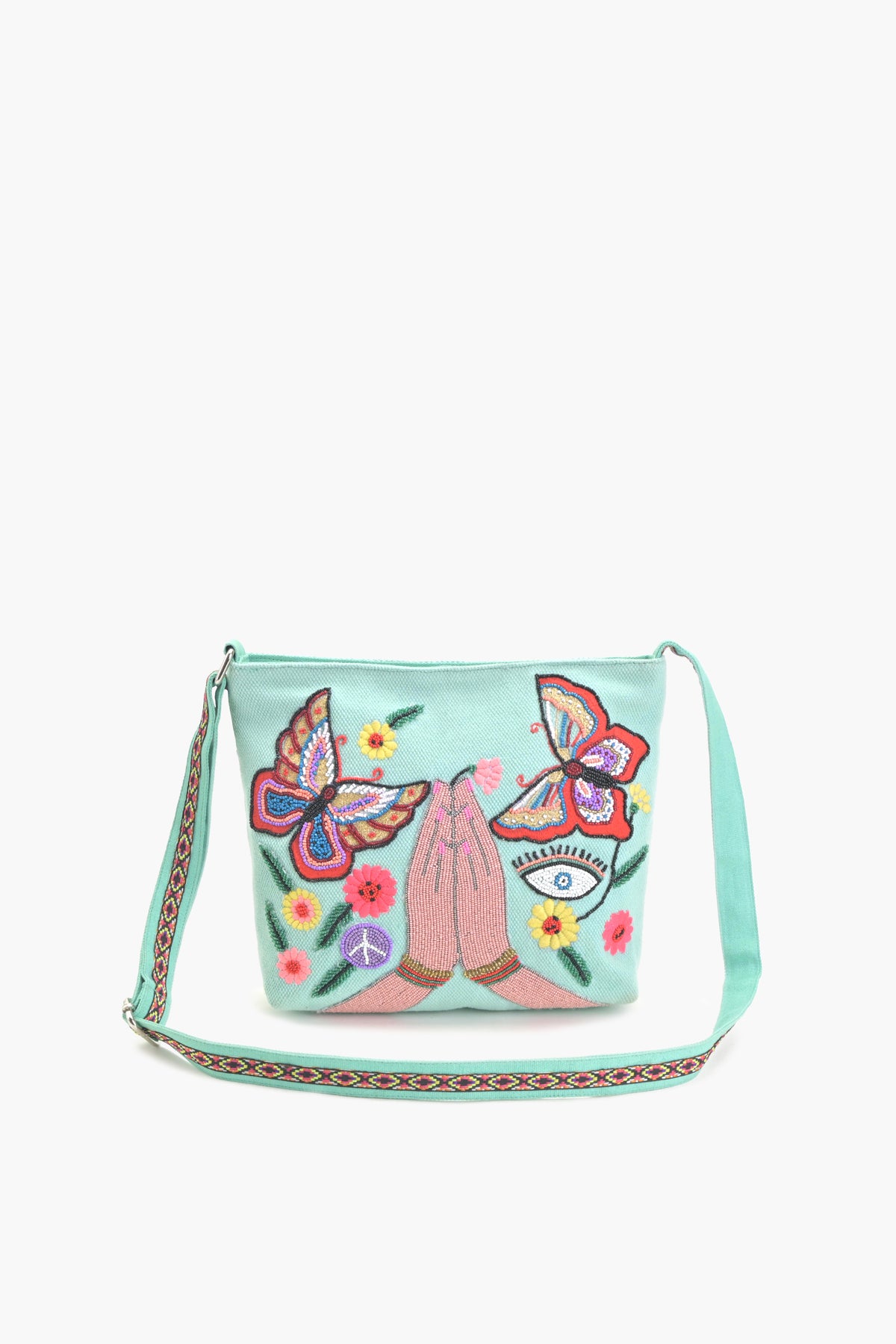 Turquoise Bliss Embellished Messenger Bag