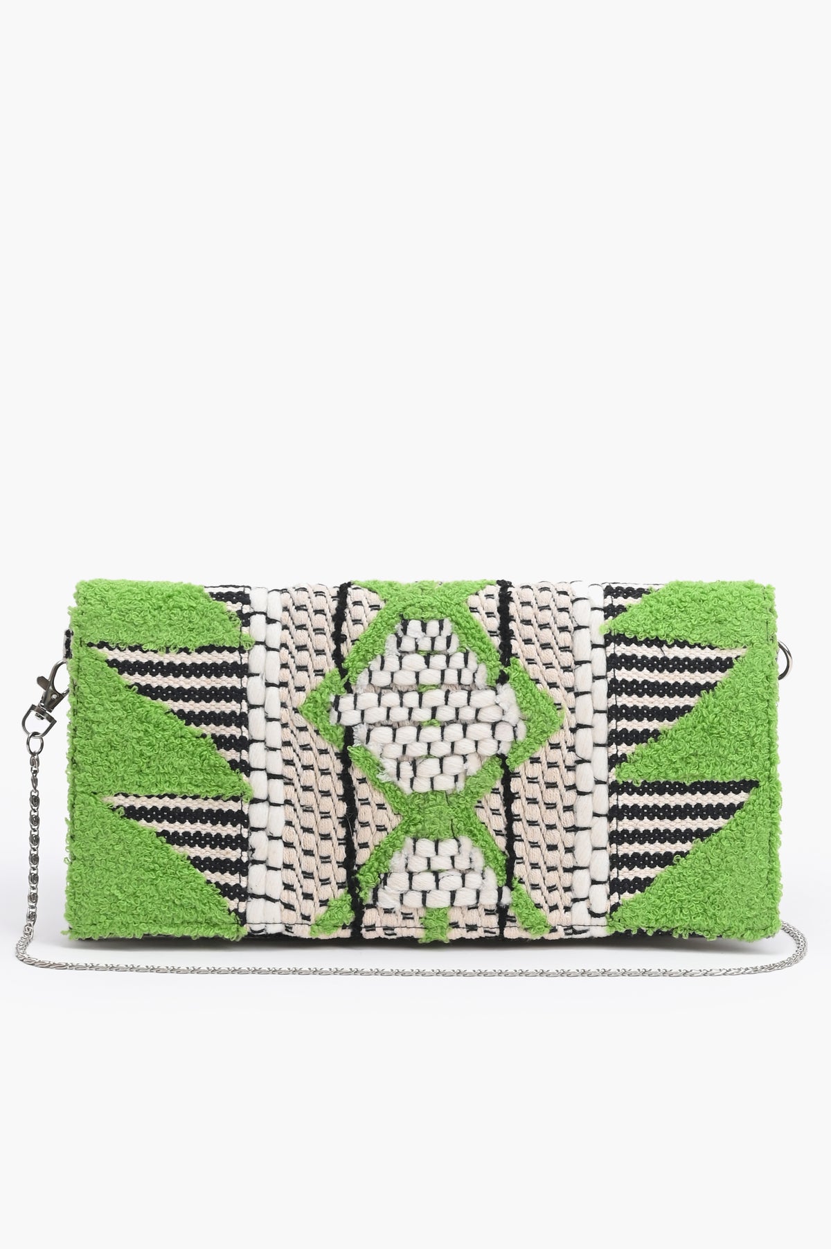 Handcrafted Mint Taffy Embroidered Clutch