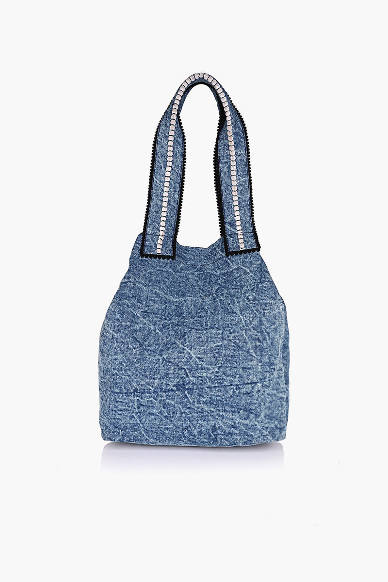 Beautiful Owl Embroidered Denim Tote