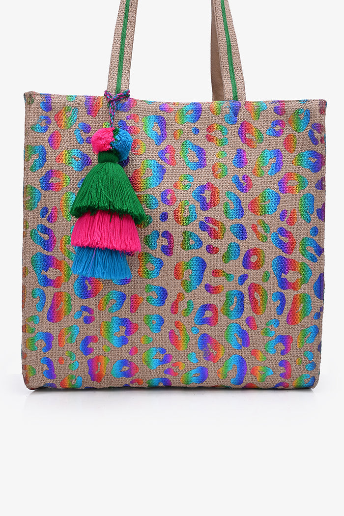 Rainbow Leopard Tote Bag