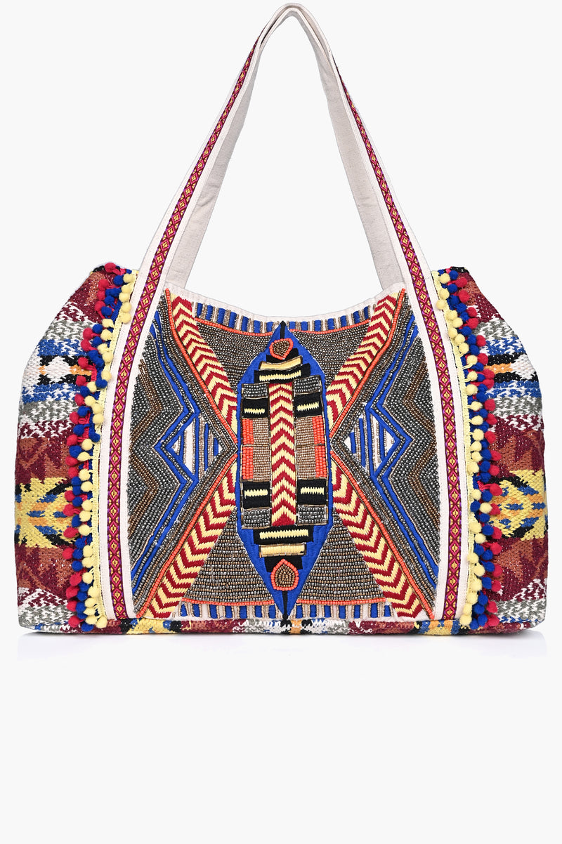 Colorful Hand Embellished Tote Bag