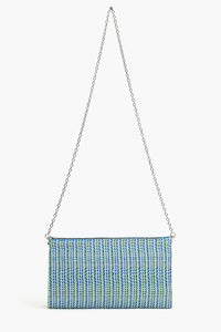 Aqua Embellished Flap Clutch