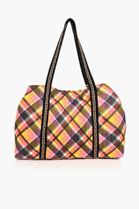 Cheetah Embellished Checkered Tote