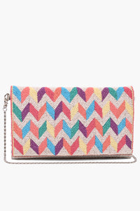 Chevron Charm Hand Beaded Clutch