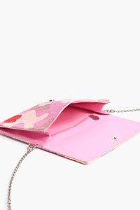 Pink Camouflage Beaded Clutch