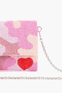 Pink Camouflage Beaded Clutch