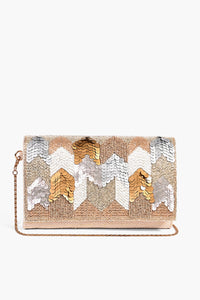 New York Embellished Flap Clutch