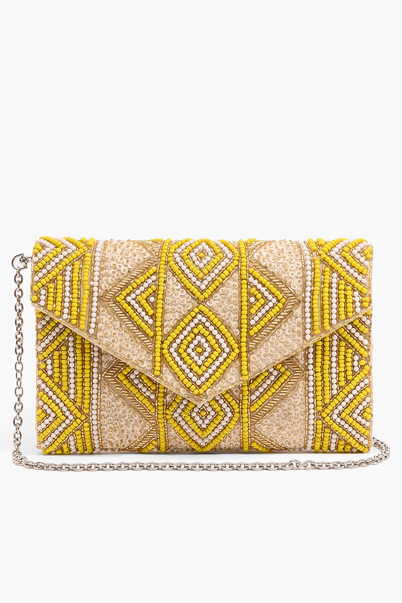 Amber Fully Beaded Clutch