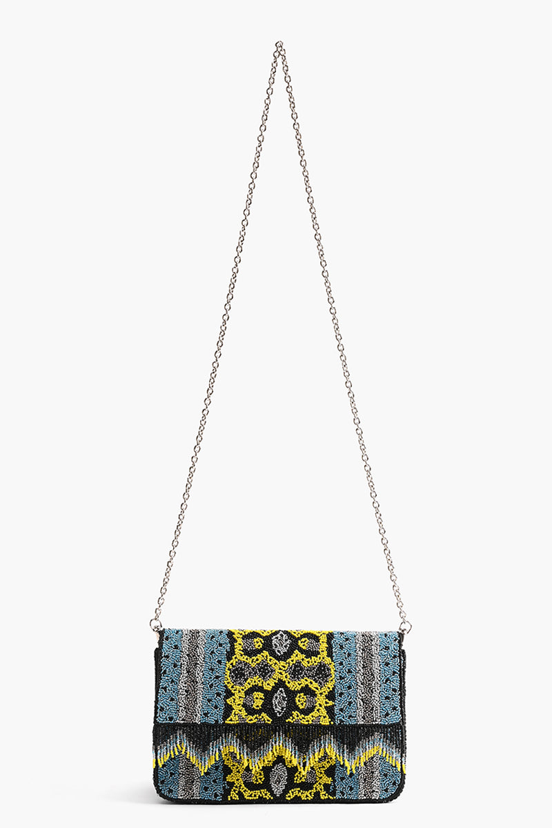 Snakeskin Charm Fringed Crossbody Bag