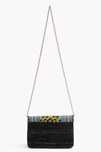 Snakeskin Charm Fringed Crossbody Bag