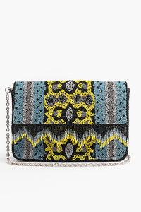 Snakeskin Charm Fringed Crossbody Bag