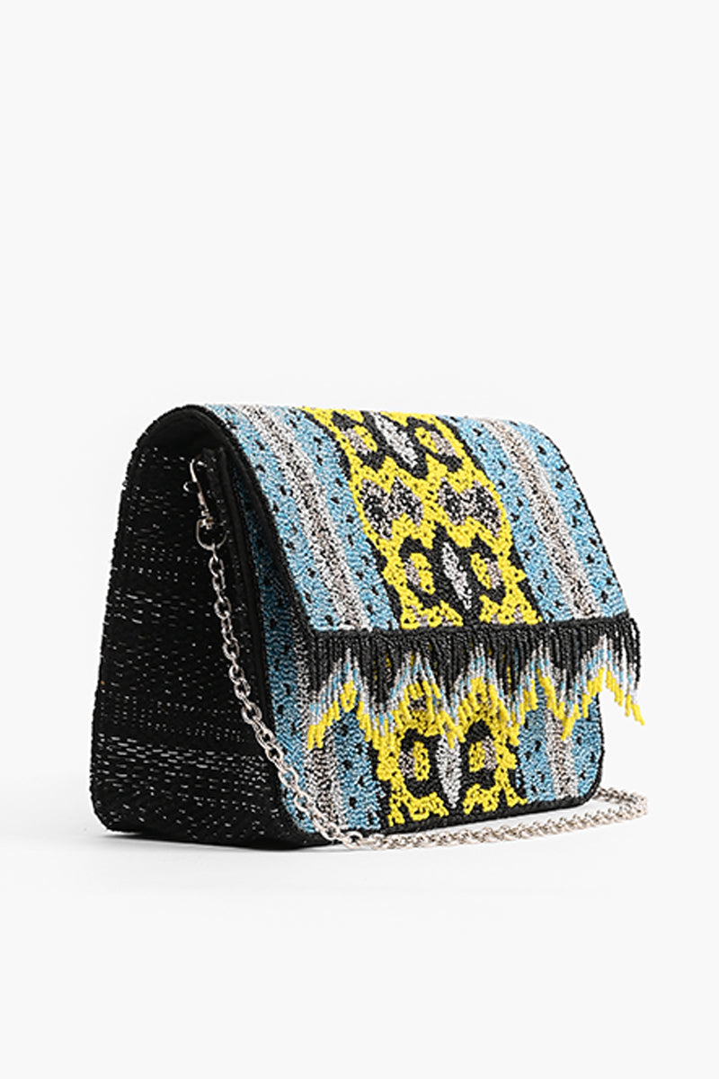 Snakeskin Charm Fringed Crossbody Bag