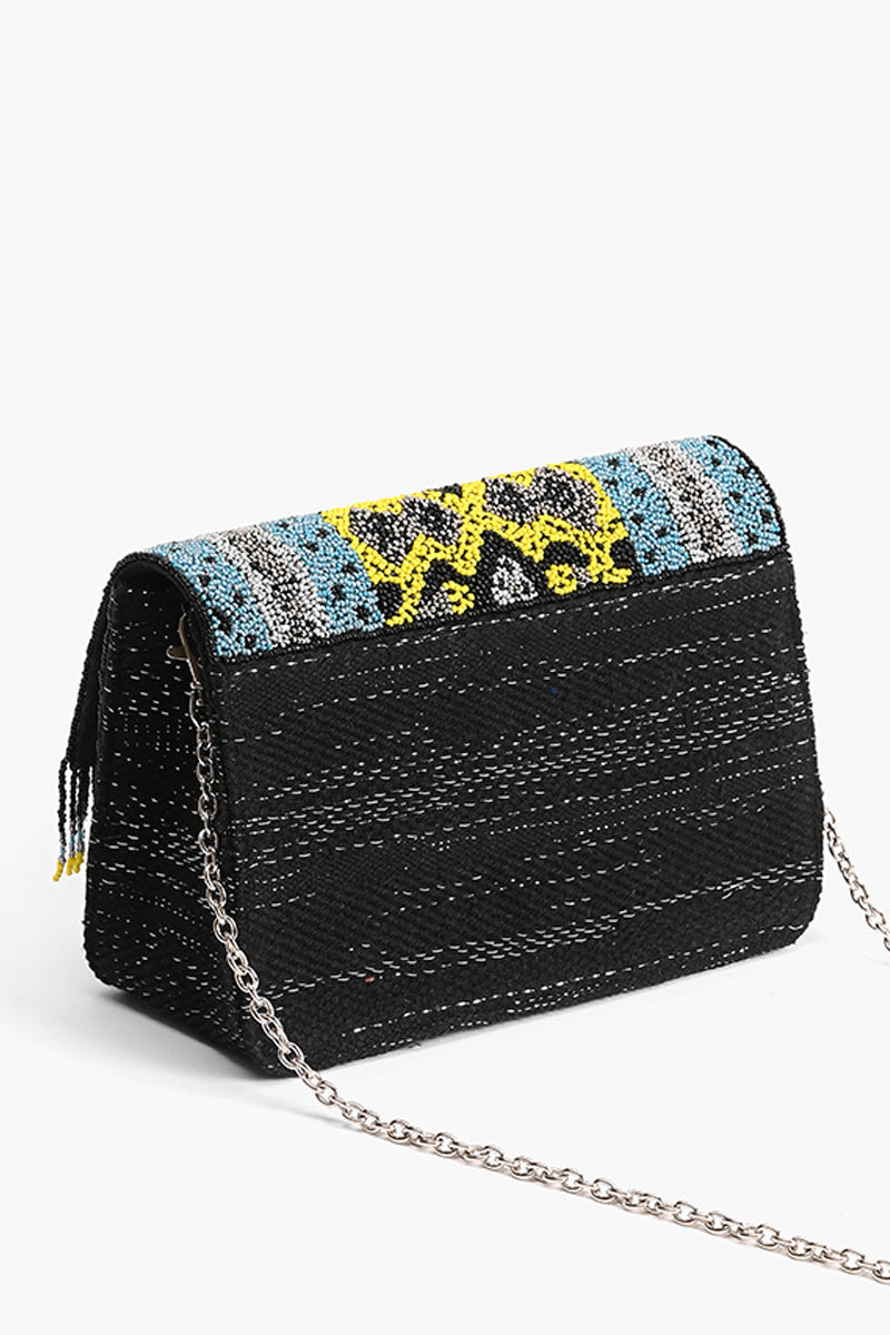 Snakeskin Charm Fringed Crossbody Bag