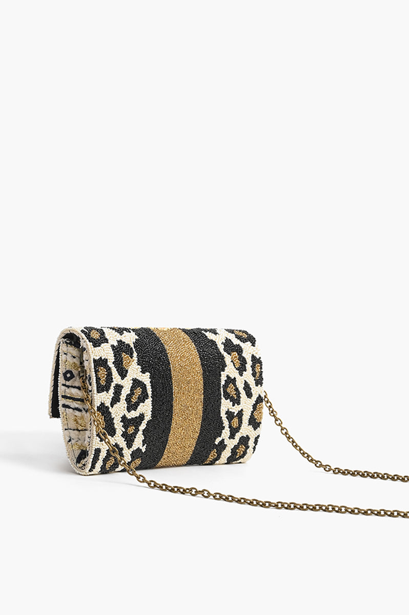 Black Leopard Embellished Clutch