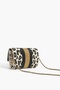 Black Leopard Embellished Clutch