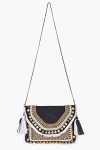 Black Denim Embellished Crossbody