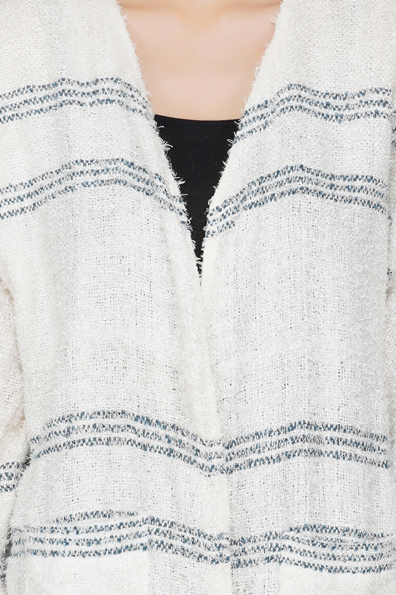 White Woolen Fringed Shrug