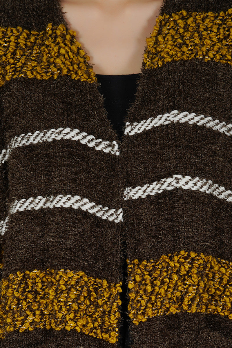 Chocolate Brown Fringed Sleeves Shrug