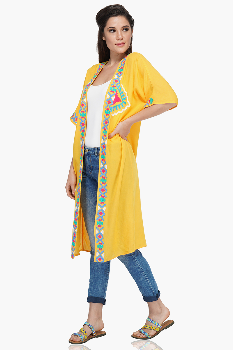 Amber Embroidered Kimono Cape